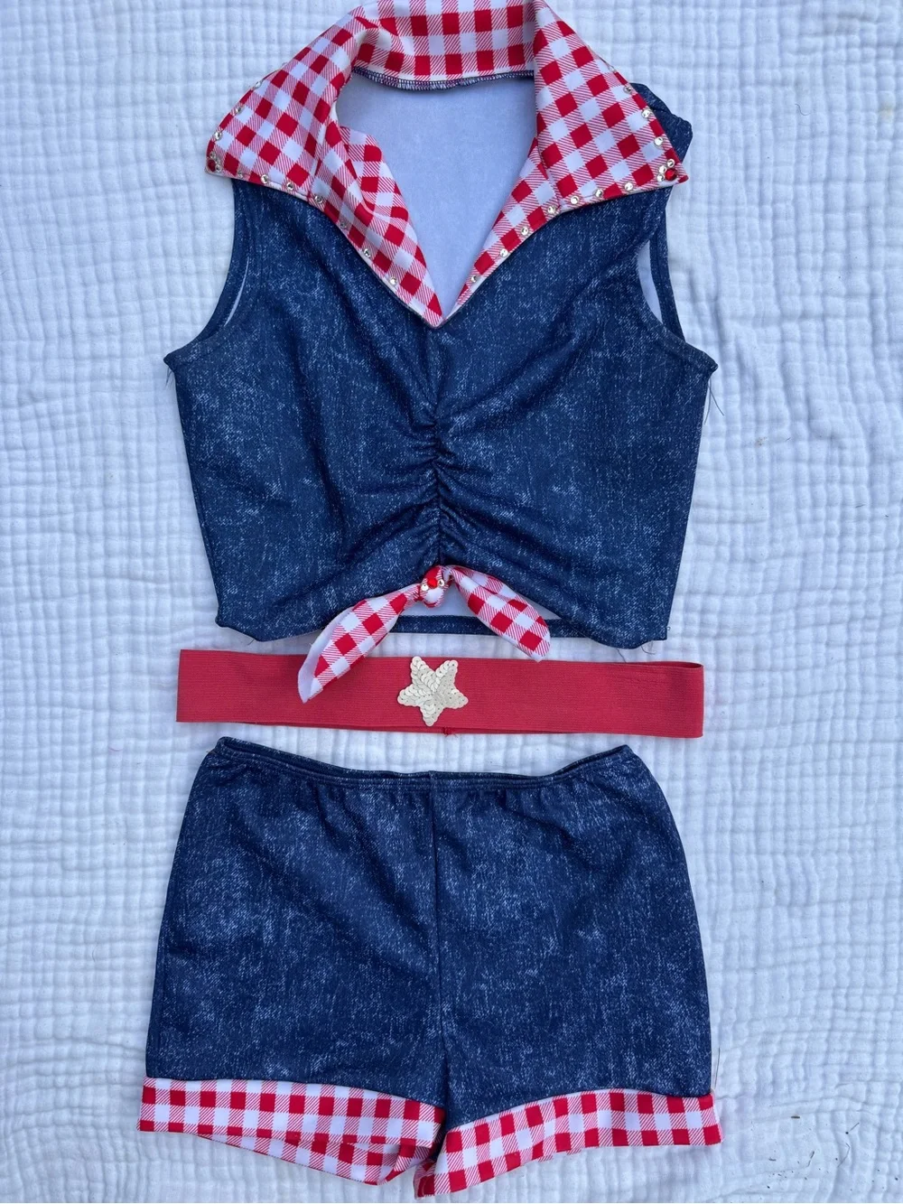 Girls Dance Red Gingham Cowgirl Costume Set